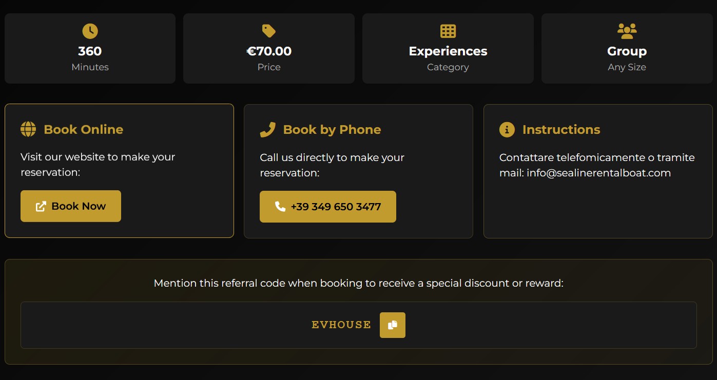 Experience Booking Preview